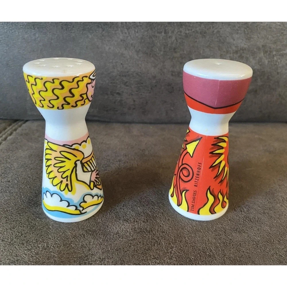 Ritzenhoff Tim Davies Angel Devil Salt & Pepper Shakers German Unique Good Evil